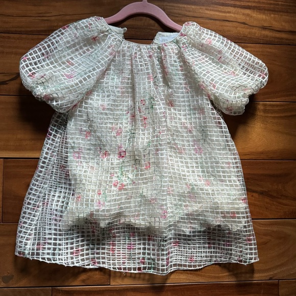 NWOT Zara Checkered Floral Organza Dress. Sizes 18-24 Months & 4 Years Available - Picture 6 of 6